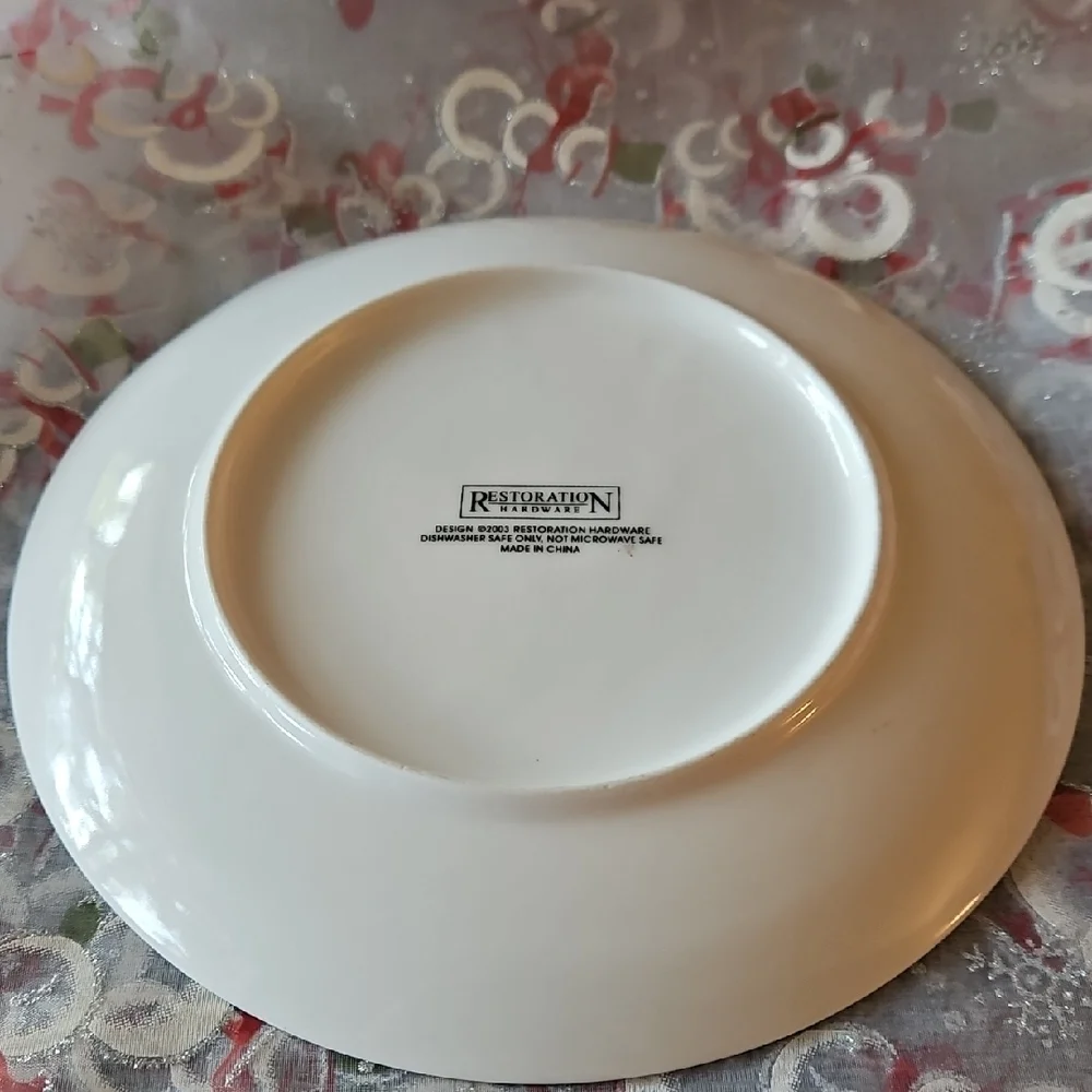 Elegant Holiday Floral Dinner Plate with Gold Rim From Restoration Hardware.
